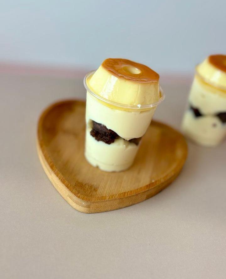 Copo Pudim com Brownie